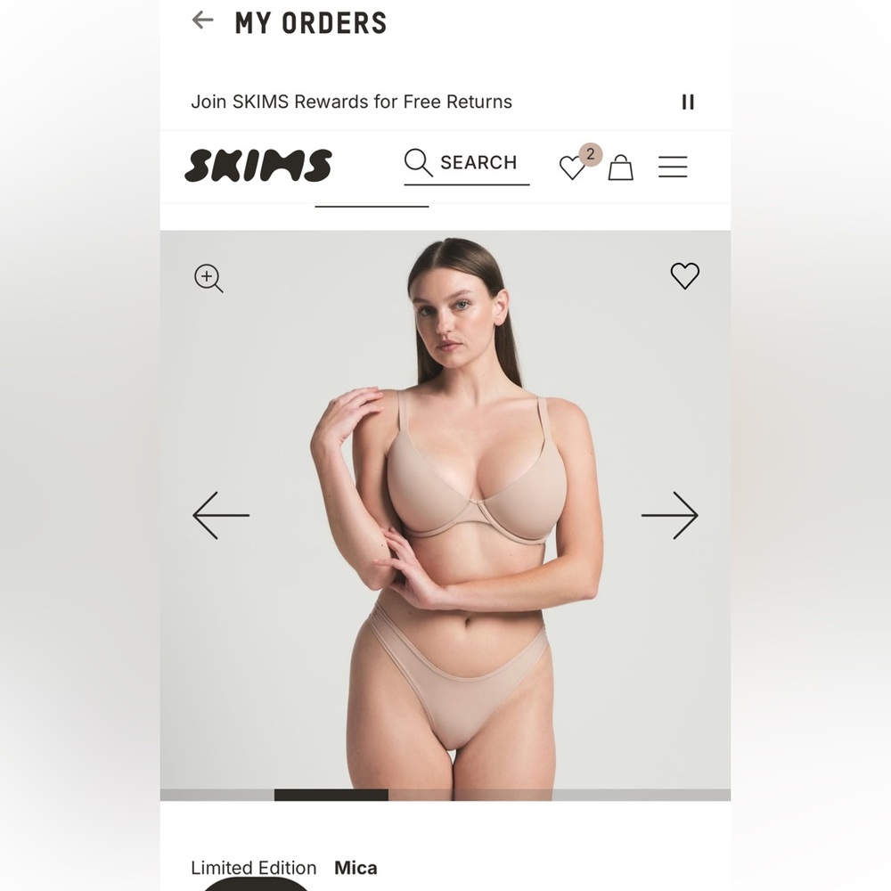 *NWT* SKIMS Plunge Bra 34DD Mica